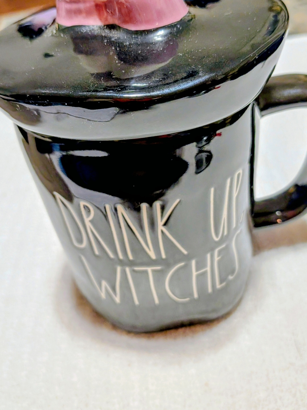 Rae Dunn Drink Up Witches Halloween Mug Witches Legs Lid Black Purple - Picture 6 of 10